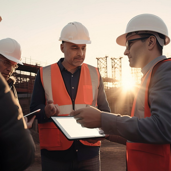 Ein Team von Spezialisten löst komplexe Konstruktionsprobleme auf einer Baustelle